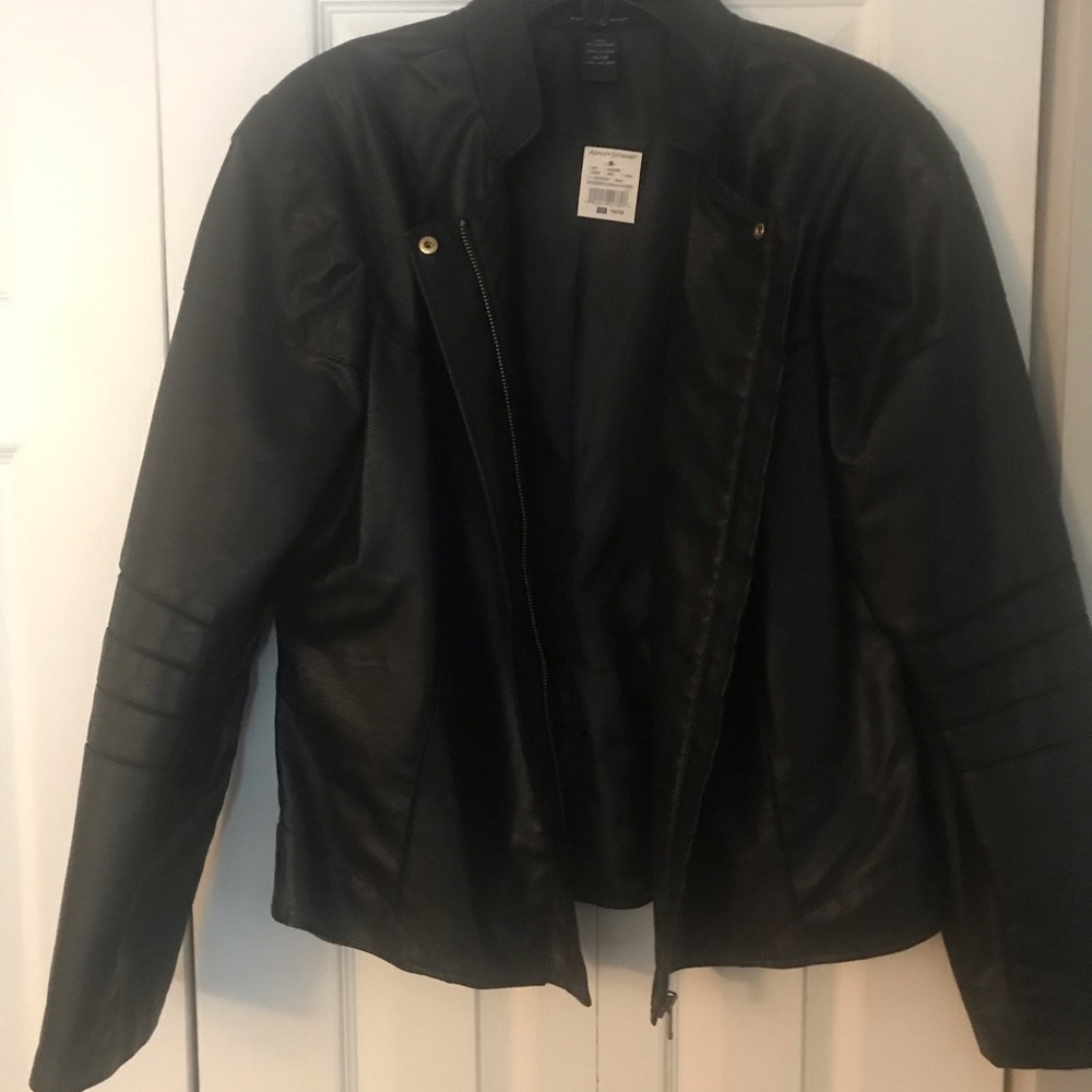 Black Faux Leather Women's Jacket - Classic Zip Front